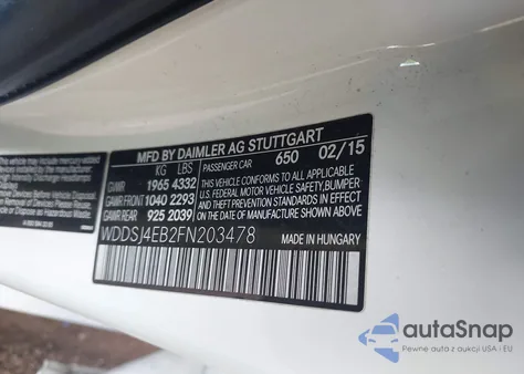 2015 Mercedes-Benz Cla 250 z USA, uszkodzony, nr VIN WDDSJ4EB2FN203478